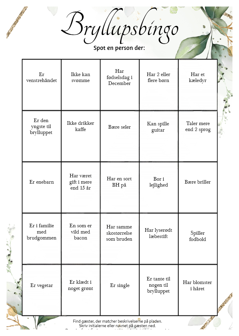 Bryllupsbingo