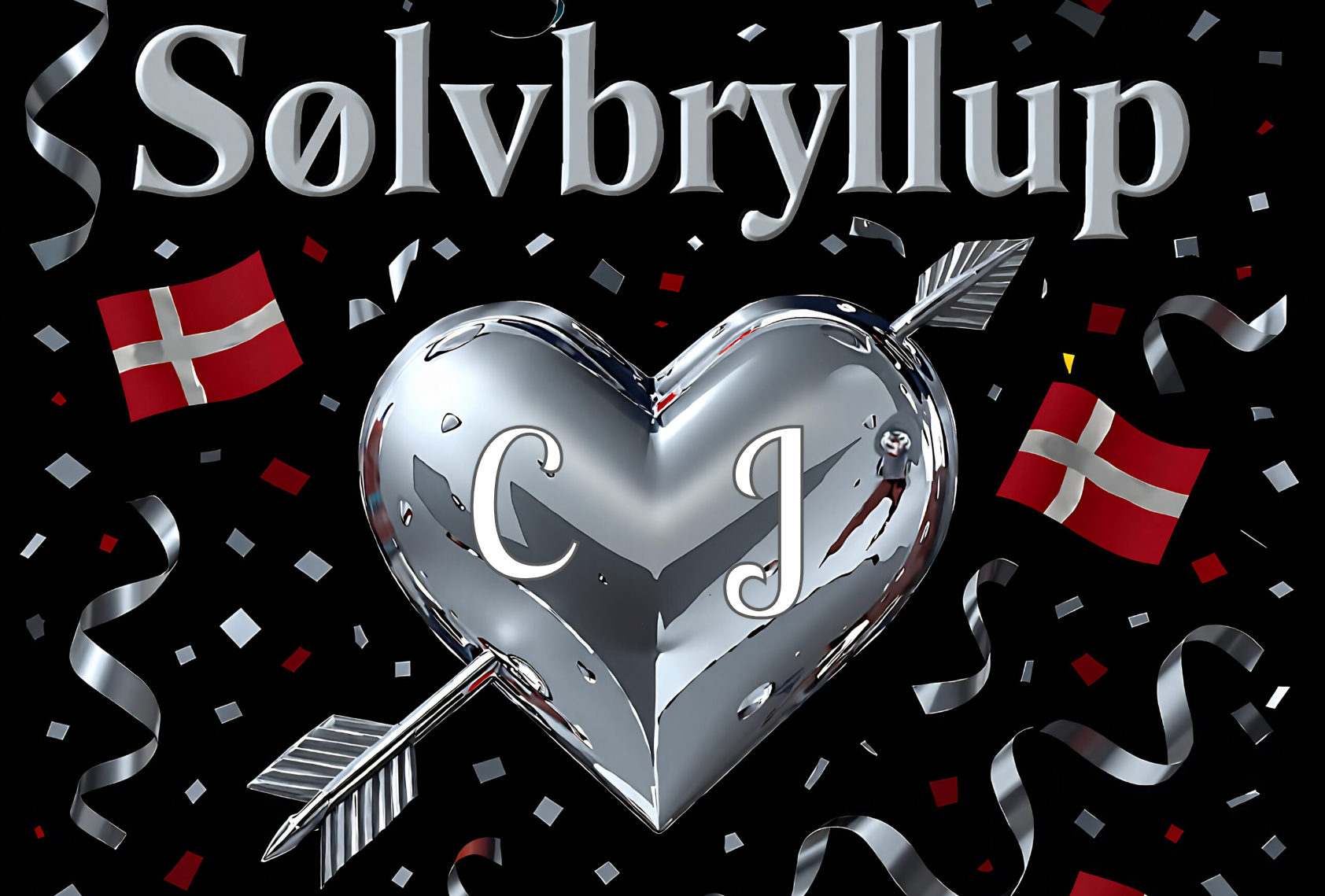 SangSkjuler - Sølvbryllup - sølvhjerte med pil