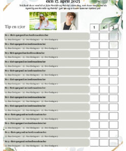 Tipskupon til eller om konfirmanden - Grøn floral - 2 konfirmander