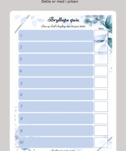 Alternative view of Bryllups quiz med hjertelys - Blå floral