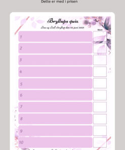 Alternative view of Bryllups quiz med hjertelys - Lilla floral