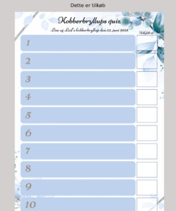 Alternative view of Kobberbryllups quiz med hjertelys - Blå floral
