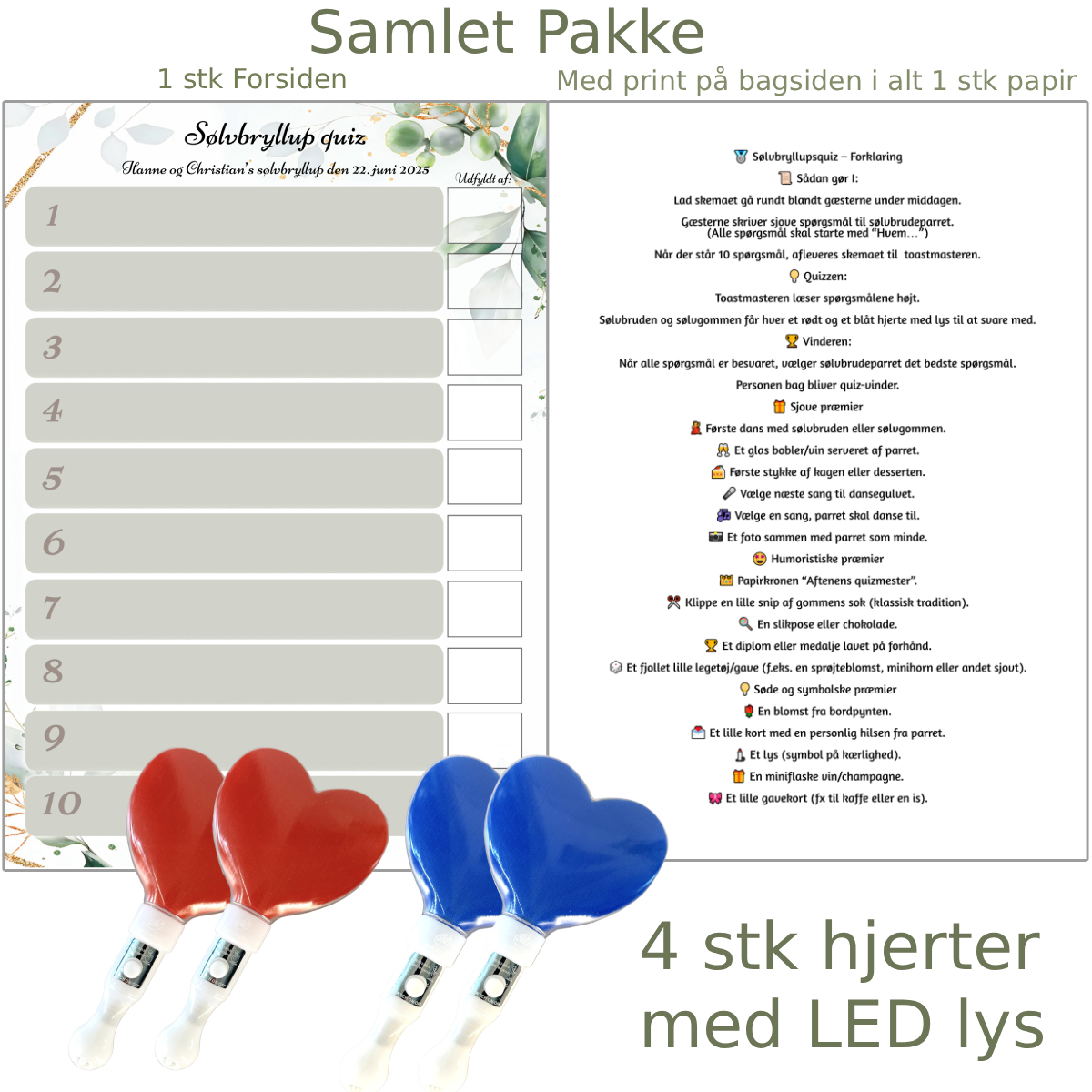 soelvbryllups-quiz-groen-floral-samlet pakke