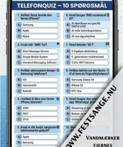 Telefonquiz med 10 spørgsmål om smartphones, iPhone, Android, 5G og SIM-kort – perfekt til fest og komsammen