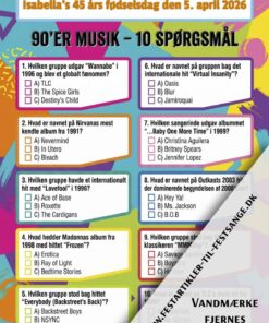 90'er musik quiz med 10 spørgsmål om Spice Girls, Nirvana, Backstreet Boys, Britney Spears og 90'er hits – perfekt til fest og komsammen