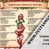 Dækkeserviet med jule-quiz og multiple choice spørgsmål til julefrokost – design nr. 3 med sexede nisser til voksne