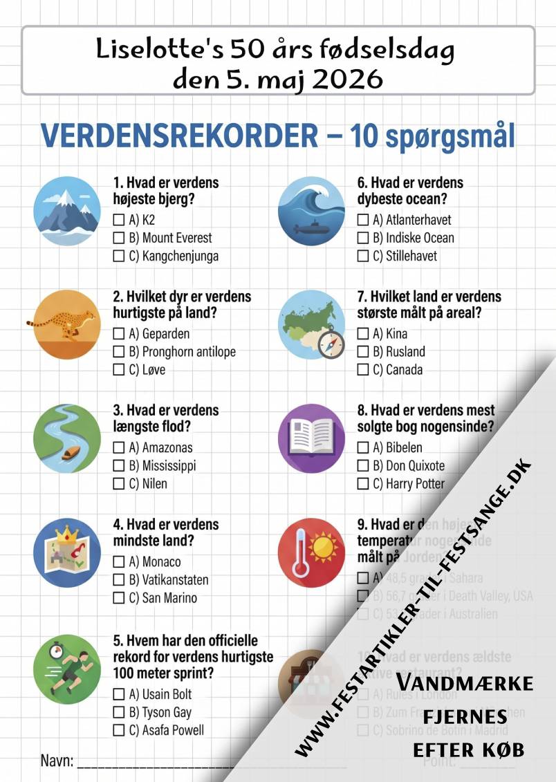 Verdensrekorder quiz med 10 spørgsmål om Mount Everest, Usain Bolt, verdens længste flod og andre verdensrekorder – perfekt til fest og komsammen