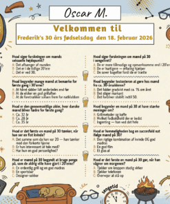 Dækkeserviet til 30 års fødselsdag mand med sjov quiz om livet som 30-årig mand, fås i 3 designs: action, hyggelig og fodbold BBQ