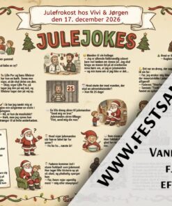 Julejokes dækkeserviet 3 med sjove julehistorier, jokes om julemanden og nisser – perfekt til julefrokost og komsammen