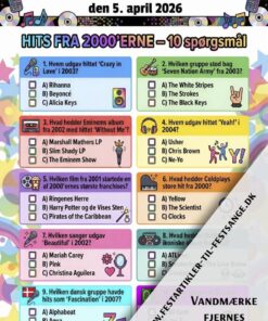 Hits fra 2000'erne quiz med 10 spørgsmål om Beyoncé, Eminem, Coldplay, Lukas Graham og de største hits fra 00'erne – perfekt til fest og komsammen