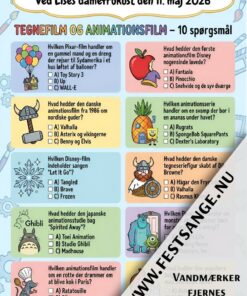Tegnefilm og animationsfilm quiz med 10 spørgsmål om Disney, Pixar, Studio Ghibli, Valhalla og klassiske animationsfilm – perfekt til fest og komsammen