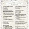 Quiz til sølvbryllup i A4 format med 10 spørgsmål om sølvbryllup og 25 års bryllupsdag, fås i 6 designs fra farverig fest til sort elegant og sølv roser