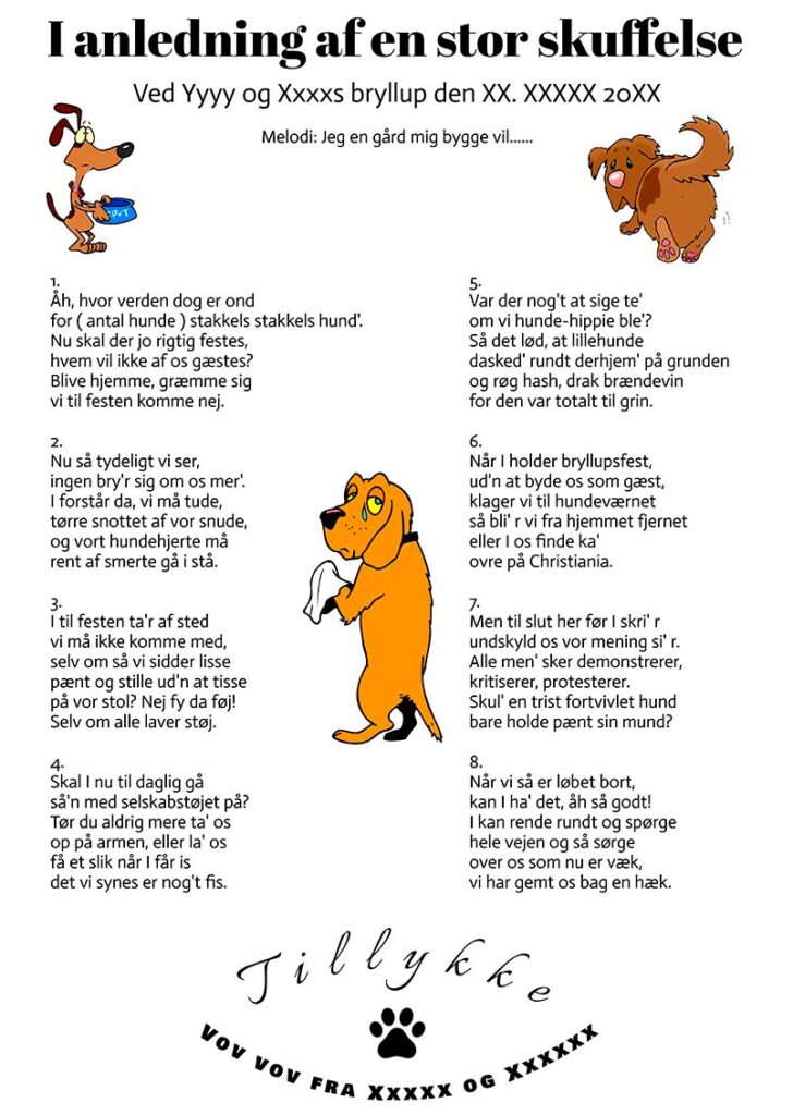 Hundesang bryllup skuffelse – sjov sang hvor flere hunde klager over at deres ejere bliver gift