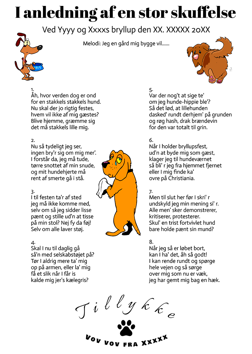 Hundesang bryllup skuffelse – sjov sang hvor hunden klager over brylluppet