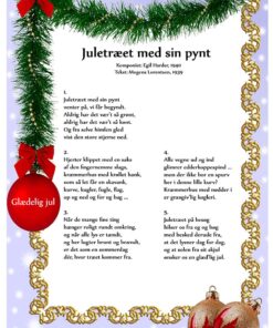 Julesang om juletræet med festlig design og julepynt