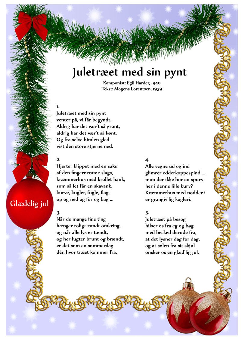 Juletræet med sin pynt – julesang