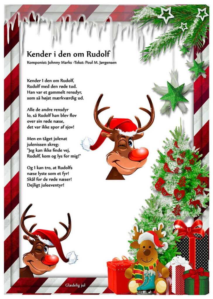 Rudolf julesang til børn med juleelementer og festlig stemning
