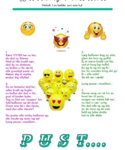 Smiley ballonsang til svendegilde med farverige smileys og balloner