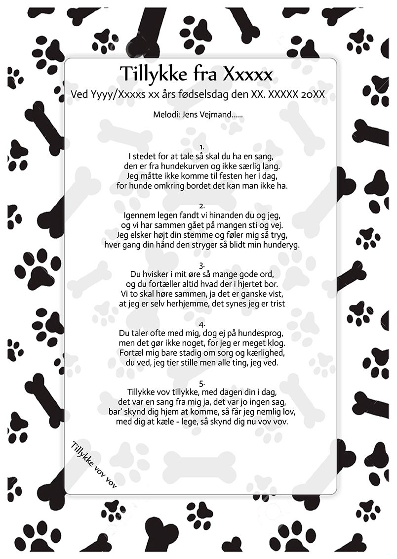 Tillykke vov vov – fødselsdagssang fra hunden sjov med hundeprint
