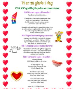 Guldbryllupssang på kendt melodi - Vi er så glade i dag til guldbryllup