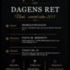 Dagens ret plakat til konfirmation dreng med navnet Noah, forret Morgenmuggen, hovedret Pasta m. kødsovs, dessert Toast kl. 01 og børnemenu udgået