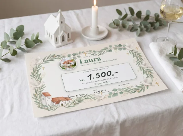 Pengecheck til konfirmation – Kirke-design