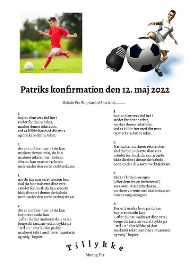 Skabelon til personlig sangtekst – Fodboldmand